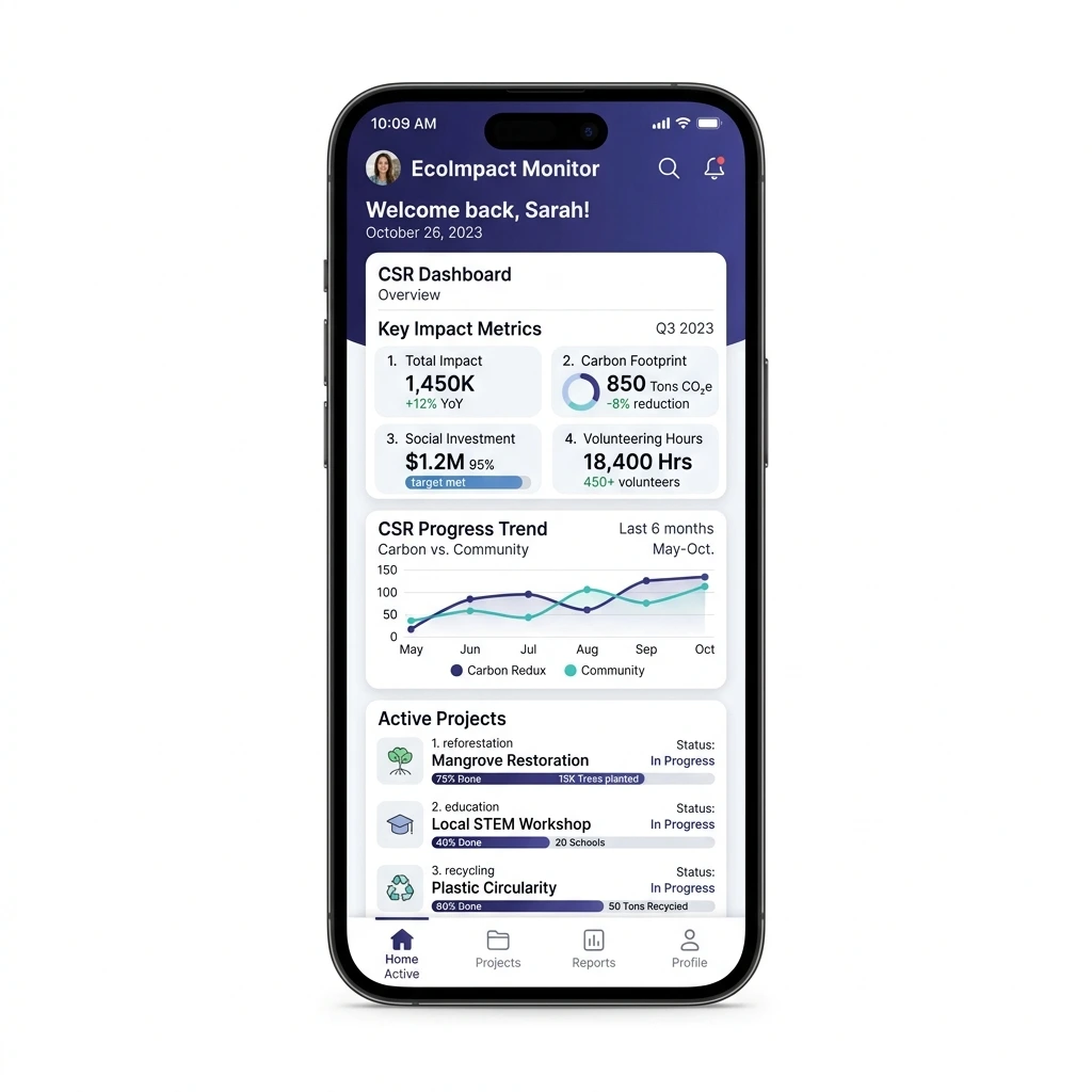 csr mobile app dashboard